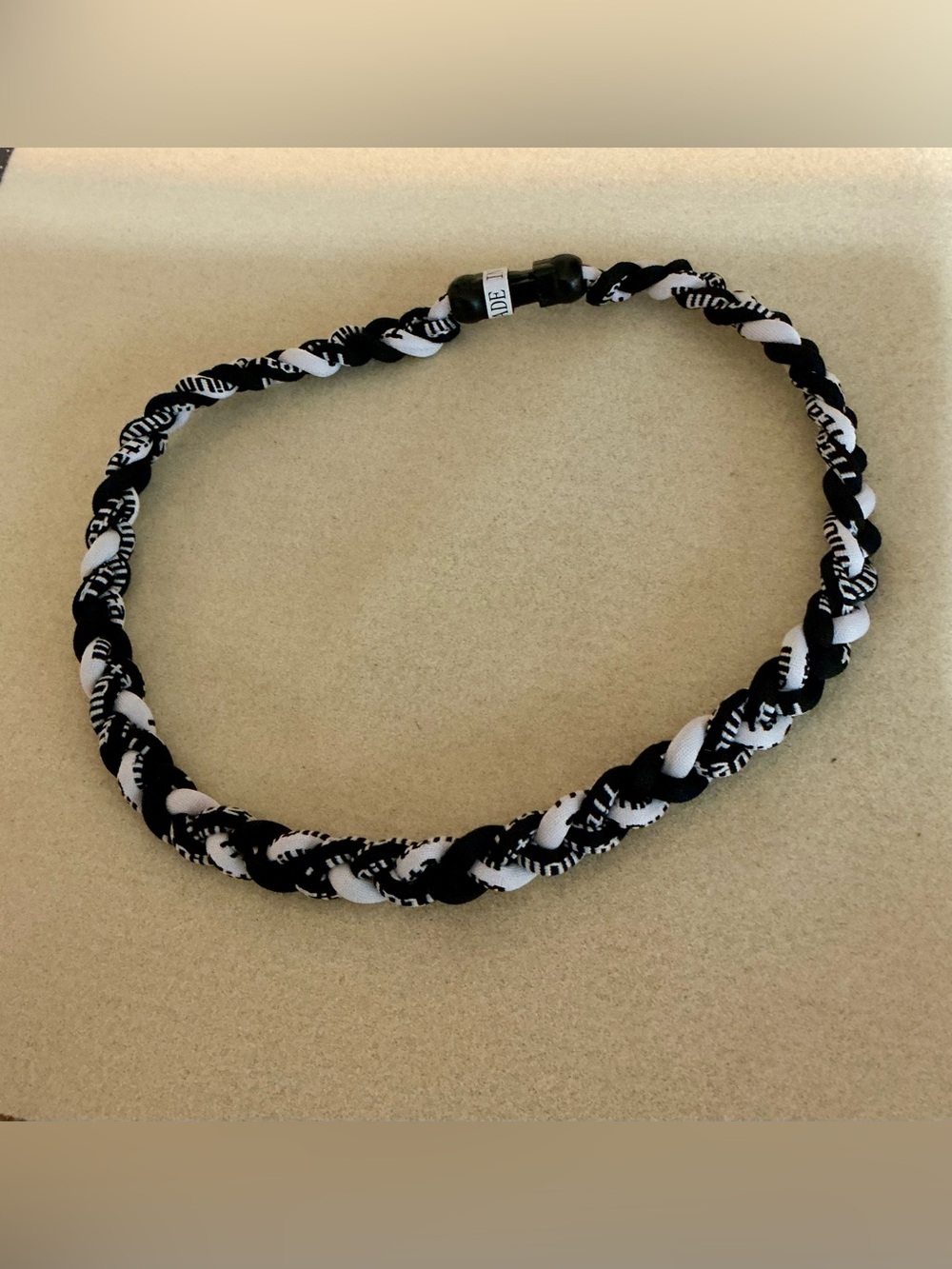 Braided Black & White titanium rope necklace